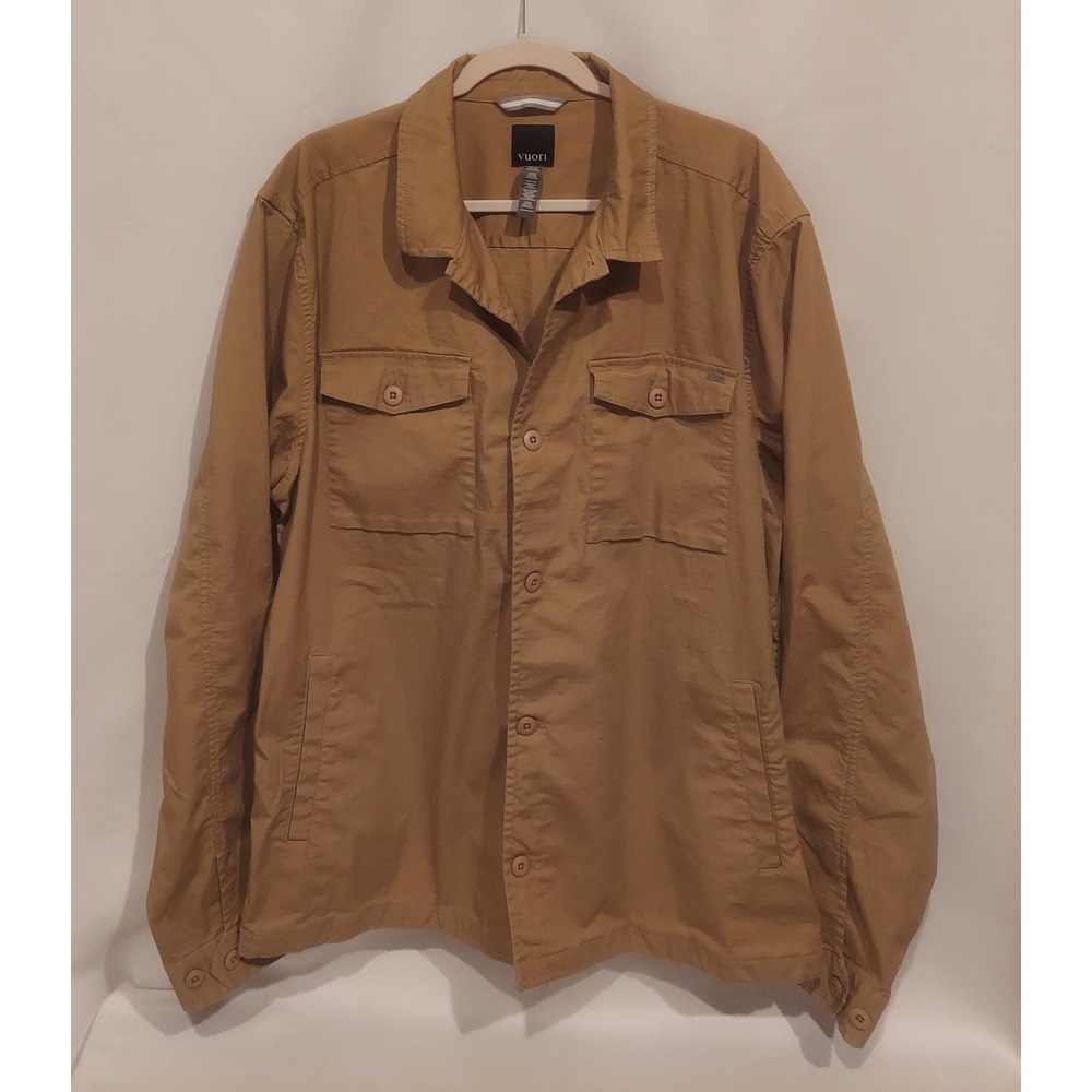Vuori Mens Tan Rise & Shine Organic Cotton Ripstop Jacket Shirt Size 2XL EUC